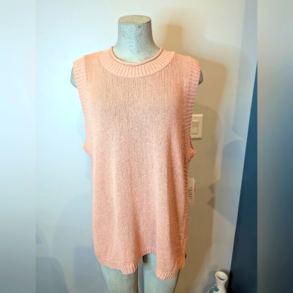 Tribal Sleeveless Cotton Round Neck Sweater Split Hem Coral/Clay Sz 3x NWT - Picture 3 of 17